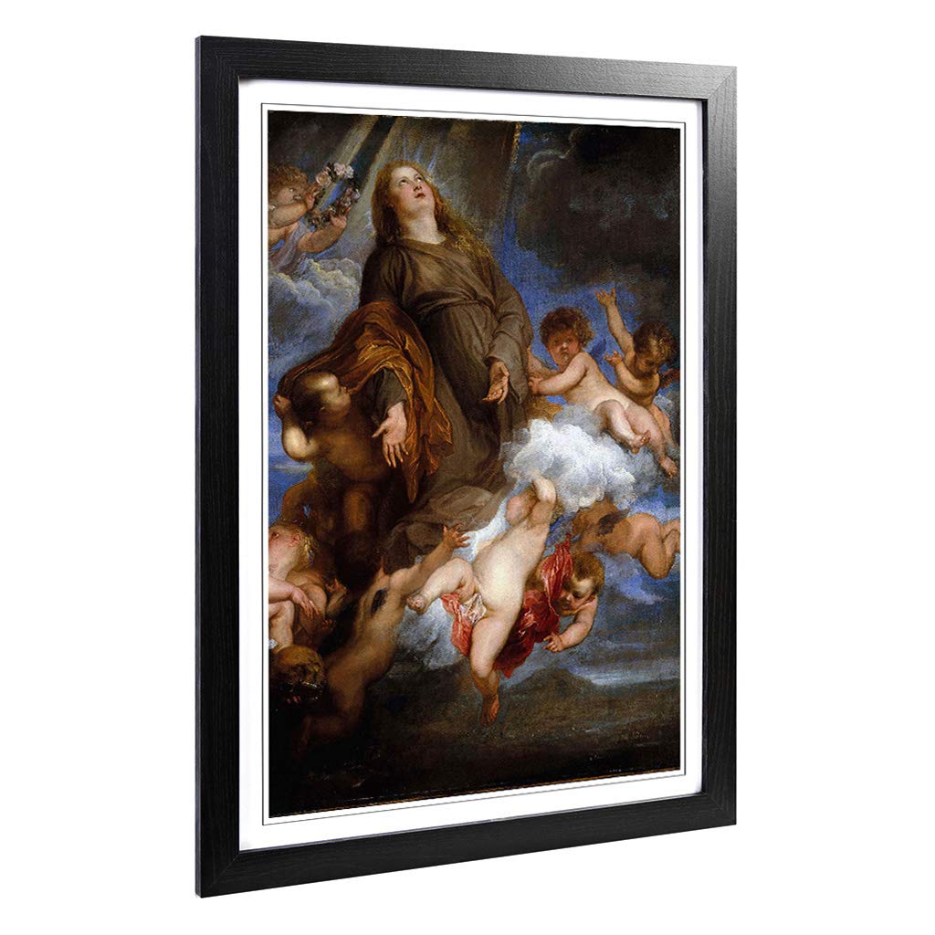 Big Box Art Framed Print of Anthony Van Dyck Saint Rosalie in Glory 2 Design | Wall Art Picture | Home Decor for Kitchen, Living Room, Bedroom, Hallway, Black, A2 / 24.5x18 Inch / 62x45cm