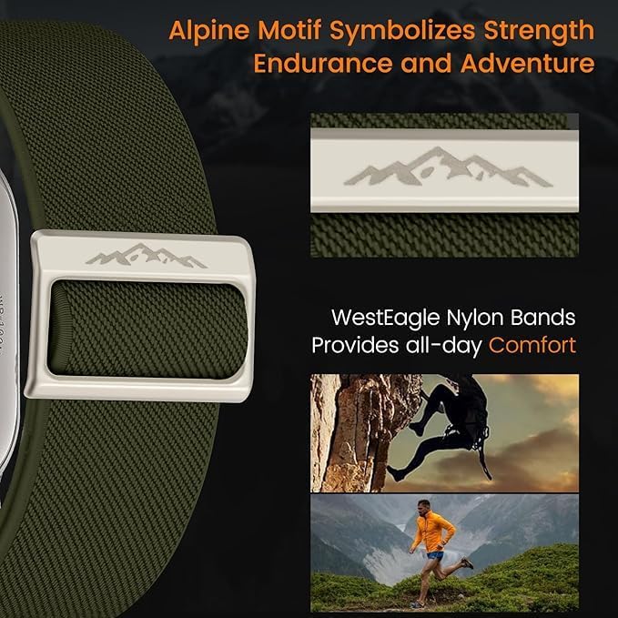 Image of MOROFY Sport Stretchy Nylon Strap Compatible with Apple Watch Ultra 3|2|1 Band 49mm, iwatch Strap Series 11|10 46mm, 9|8|7 45mm, SE2|SE 6|5|4 44mm - Army Green