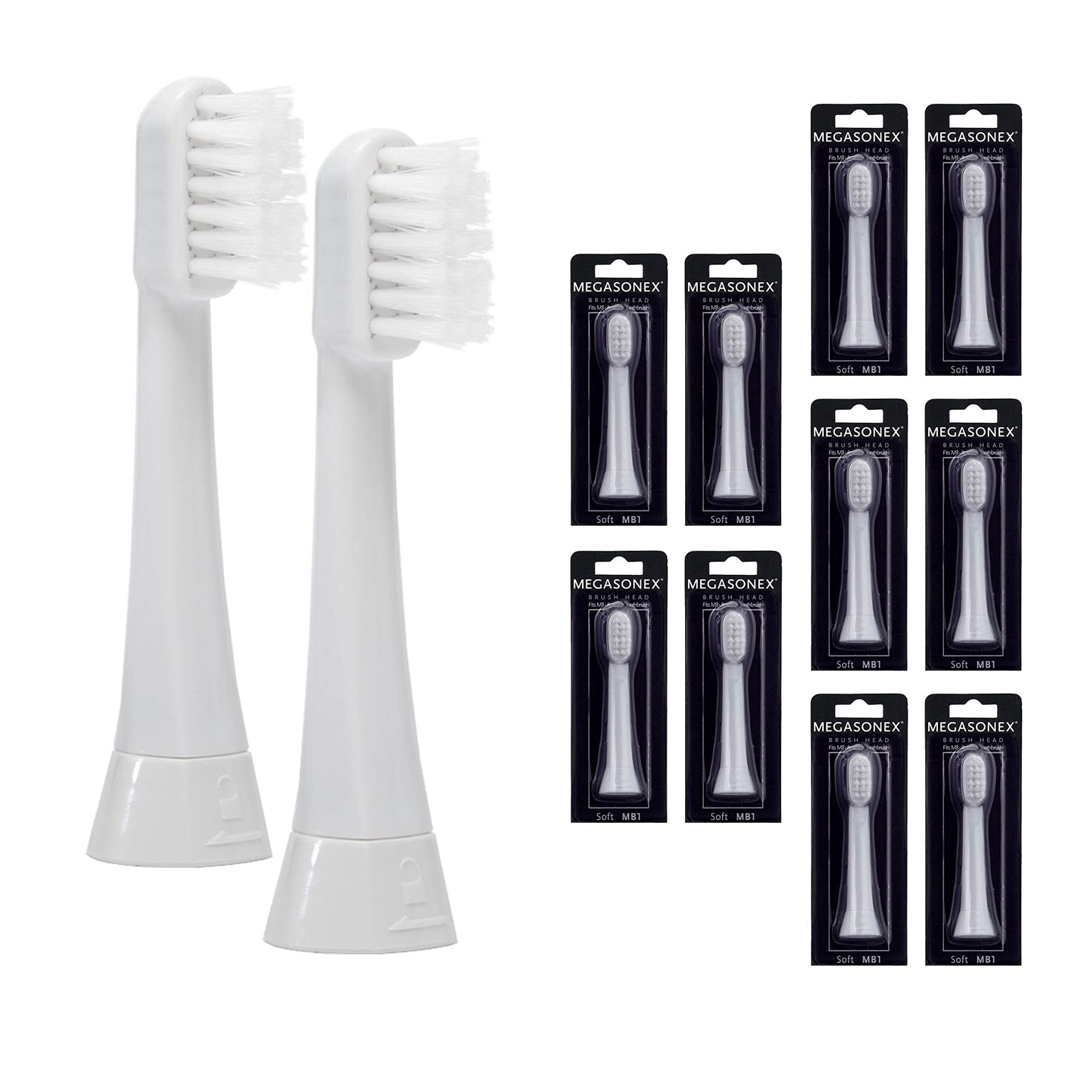 10x Megasonex Bürstenköpfe flat soft
