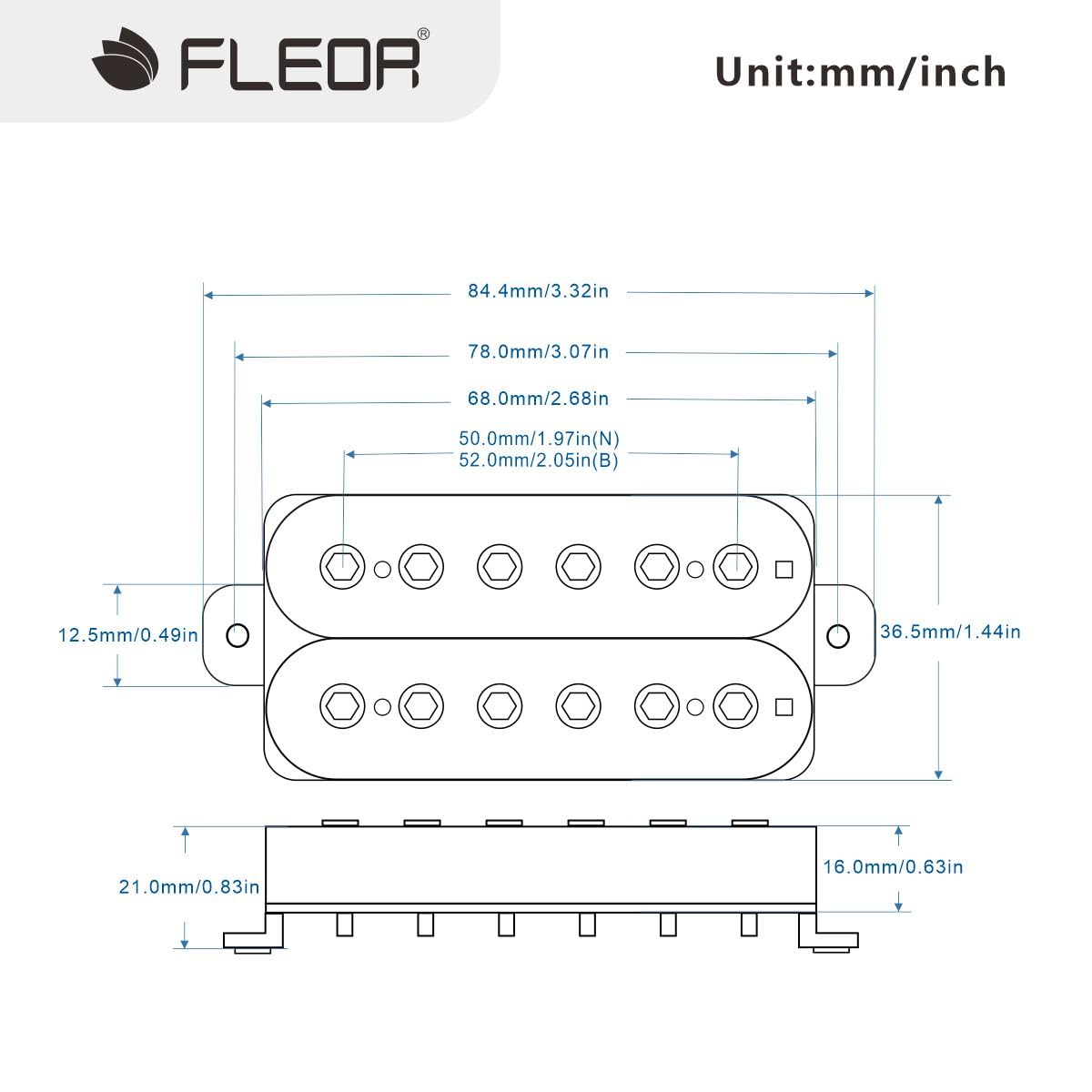 FLEOR Neck+Bridge Pickup Set Double Coil Humbucker Pickups for Electric Guitar Pickup Replacement-Black - Image 2