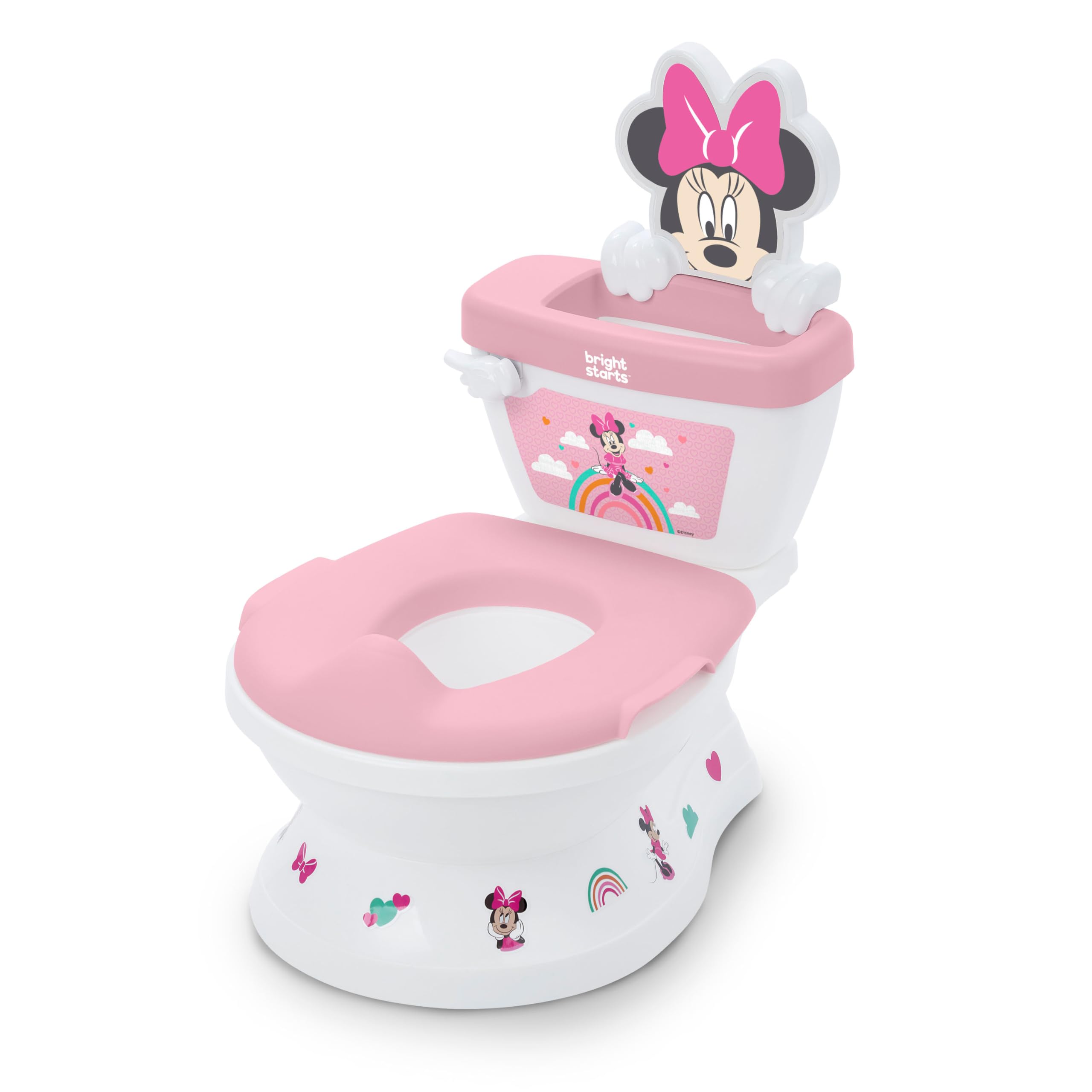 Bright Starts Disney Junior Minnie Mouse My Size Potty Training Toilet Toddler Potty Chair with Flushing Cheering Sounds
