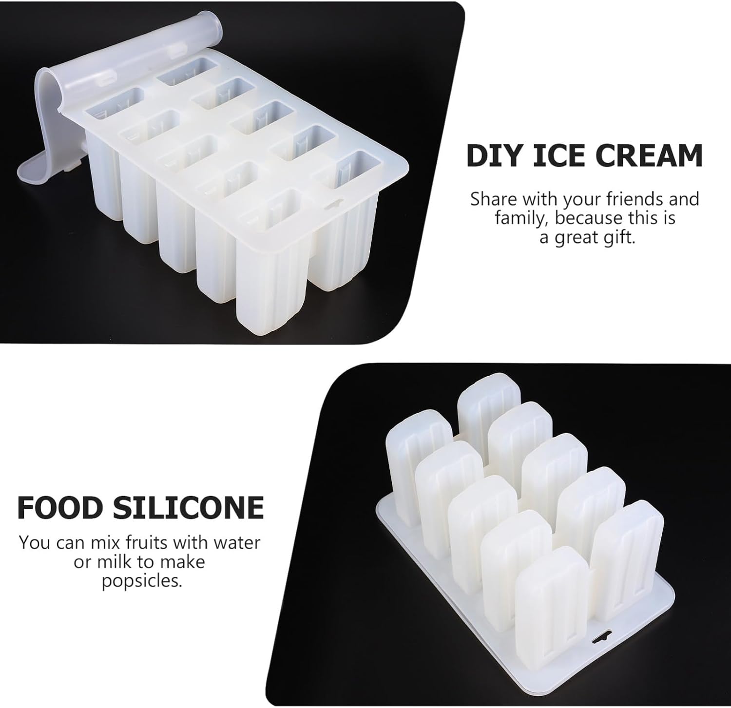Silicone DIY with Ice Mold Sticks Wooden Cream
