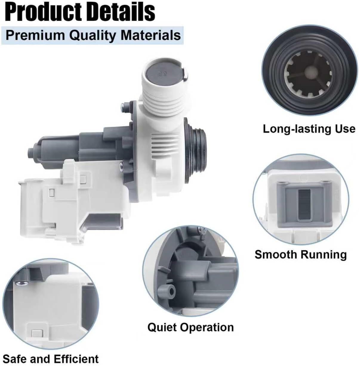 Upgraded W10919003 W10775446 Washer Drain Pump Replacement Compatible With Whirl-pool Ken-more Am-ana May-tag Washing Machine Water Drain Pump Motor Replace 4461359 AP6038235 PS11770076 EAP11770076