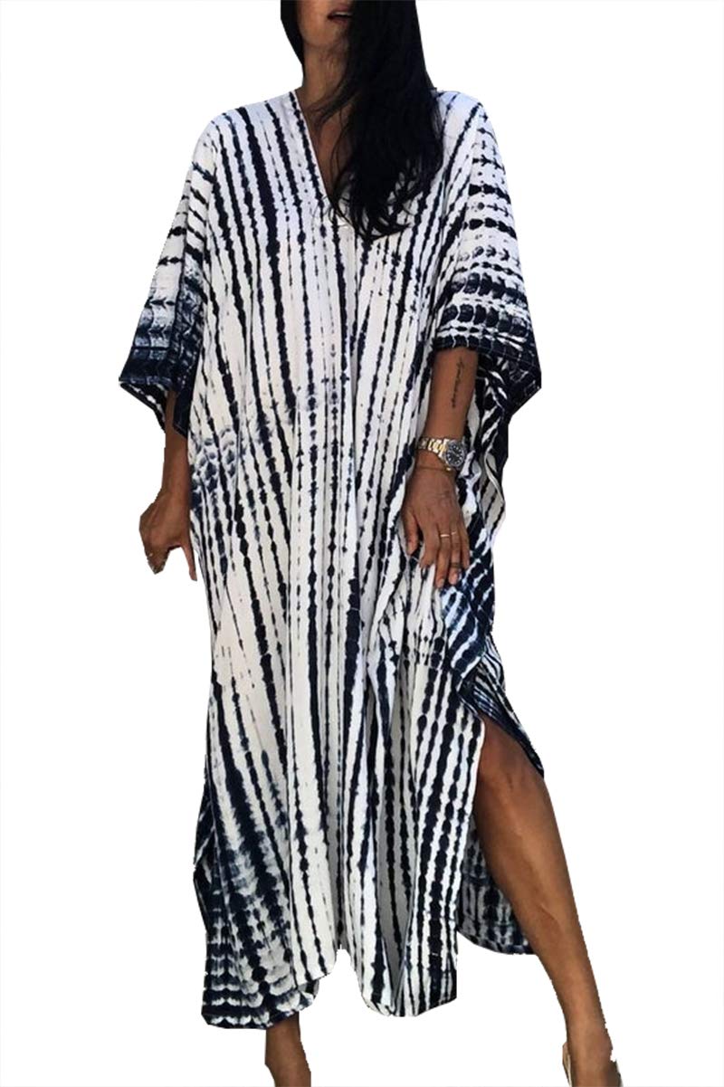 L-Peach Cárdigan Largo Caftán Kimono para Mujer Bohemio Ropa de Salón Vestido de Playa de Gran Tamaño