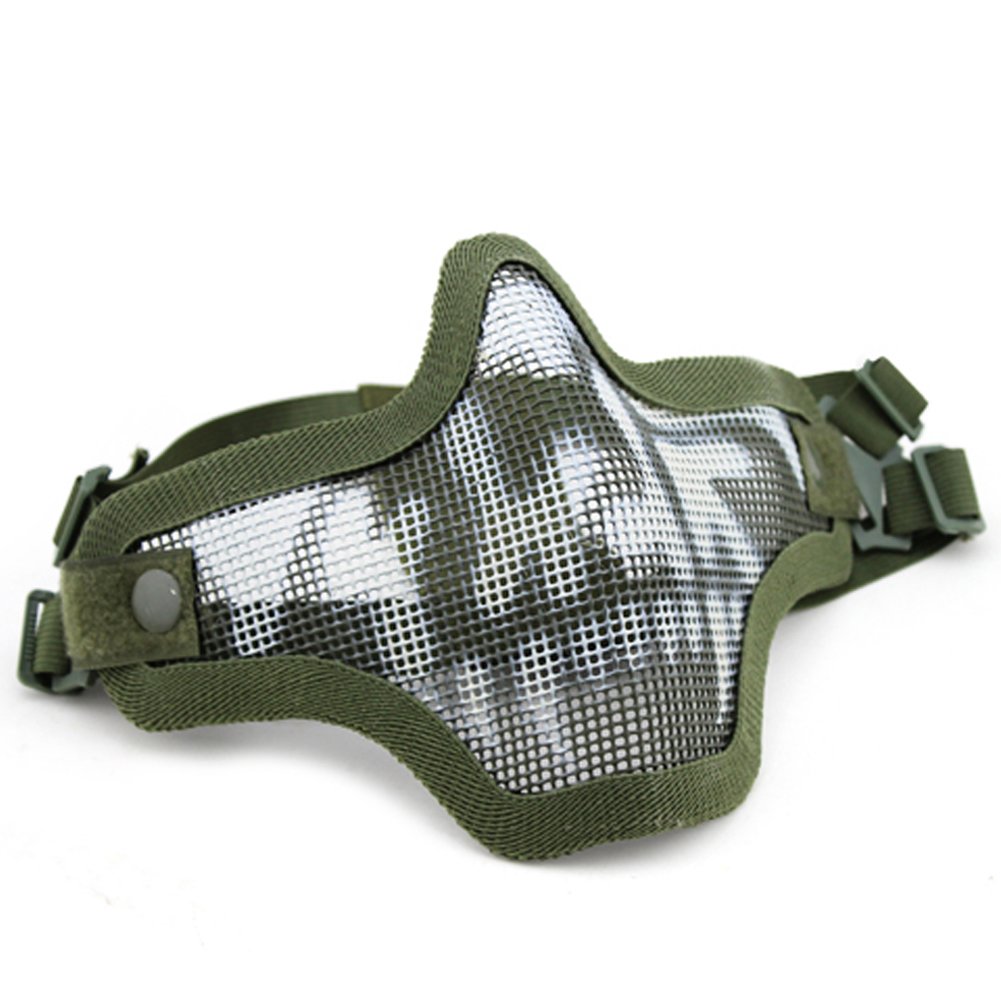 OAREA Tactical Mask Half Face Low Carbon Steel Wire Warrior Mask Protect Solid Mask For Game Field CS Tactical Equipment