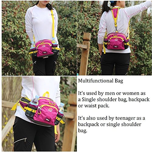 SINOKAL Multifunctional Military Style Canvas Waist Pack Bag Water Resistant Bum Bag with Water Bottle Holder for Running Hiking Cycling Climbing Camping Travel - Image 4
