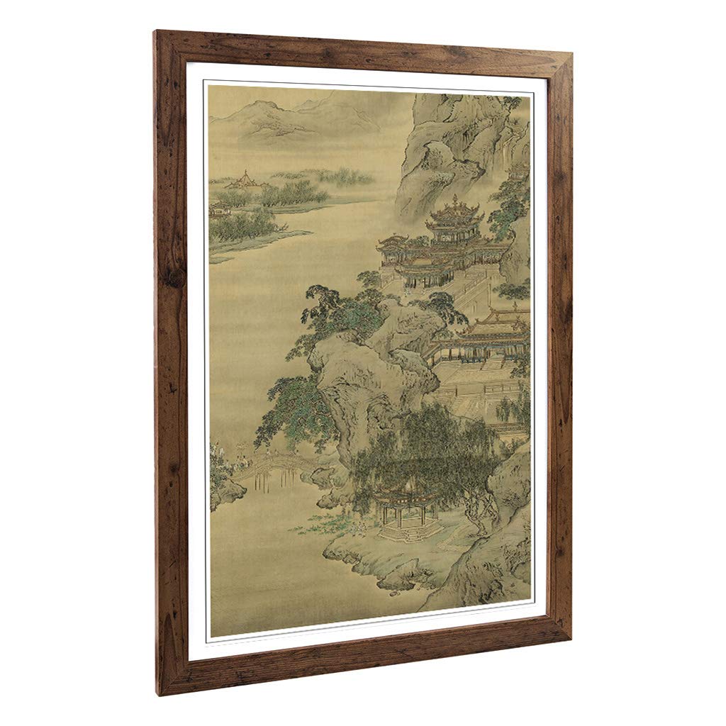 Big Box Art Framed Print of Yuan Yao Oriental Design | Wall Art Picture | Home Decor for Kitchen, Living, Dining Room, Lounge, Bedroom, Hallway, Office, Walnut, A2 / 24.5x18 Inch / 62x45cm