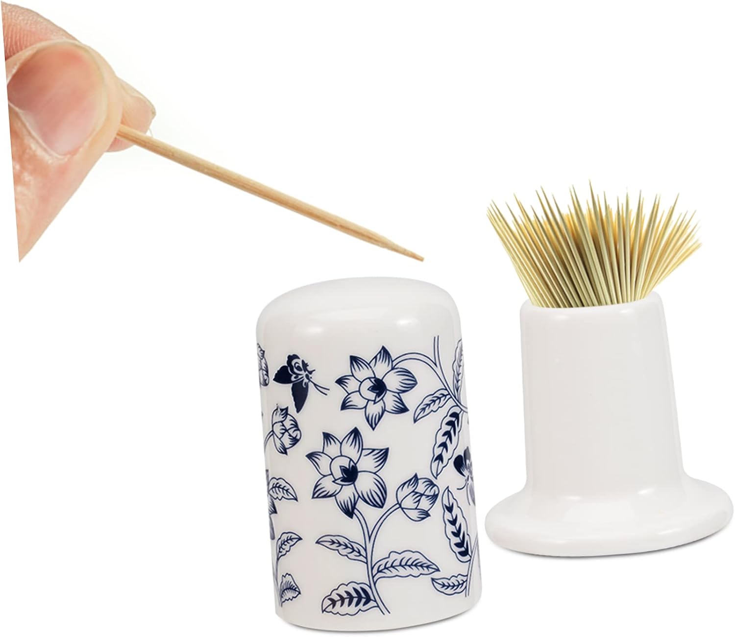 ULTECHNOVO 2pcs Fancy Toothpick Holder Sealed Jar Ceramic Toothpick Barrel Home Decor Storage