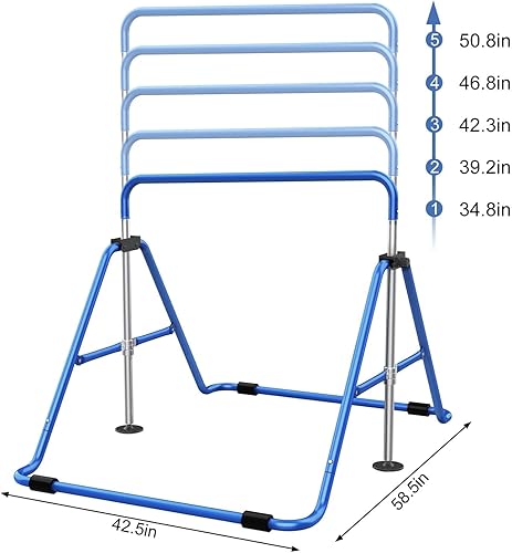 Miniatura 8 de Barras horizontales extensibles de entrenamiento con altura ajustable para gimnasia infantil, travesaño infantil plegable
