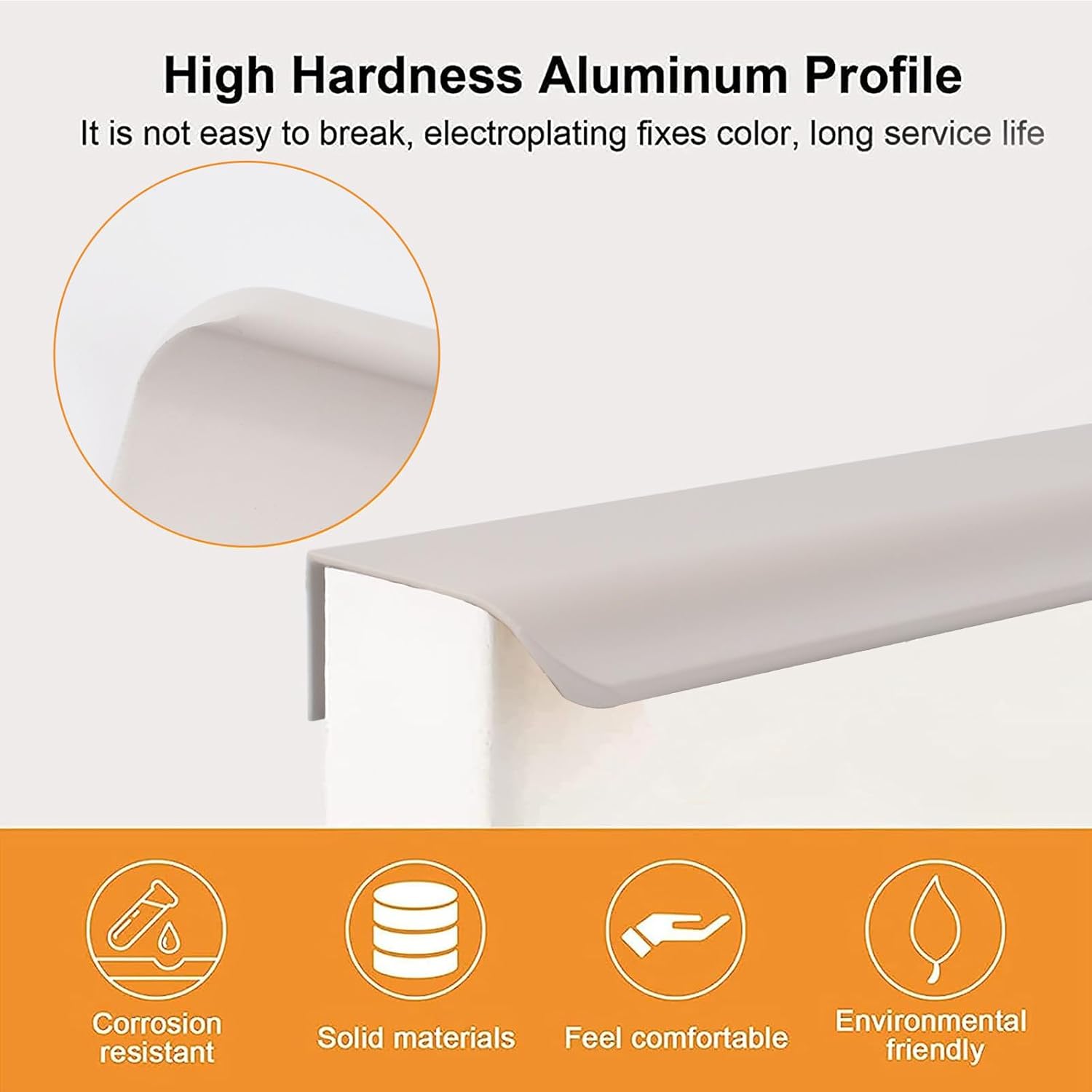 MOROBOR Finger Edge Pull, 16pcs Concealed Handle Modern Style Drawer Handle, Curved Aluminum Alloy Invisible Handle Wardrobe Handles for Cabinet Hardware Drawer, 80mm/Cashmere Gray