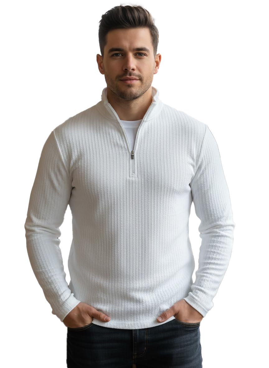 madfrog Men Solid Zip Polo Neck Polyester Blend Regular & Comfort Fit T-Shirt for Men's-picture-46