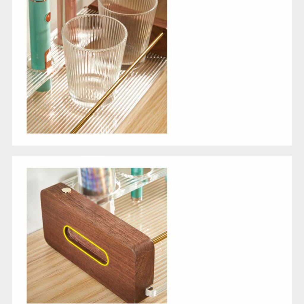 Estante para Cepillos de Dientes Portaspazzolino in Acrilico Portadentifricio da Bagno a Parete Portaoggetti in Legno massello con Gancio(S30cm)