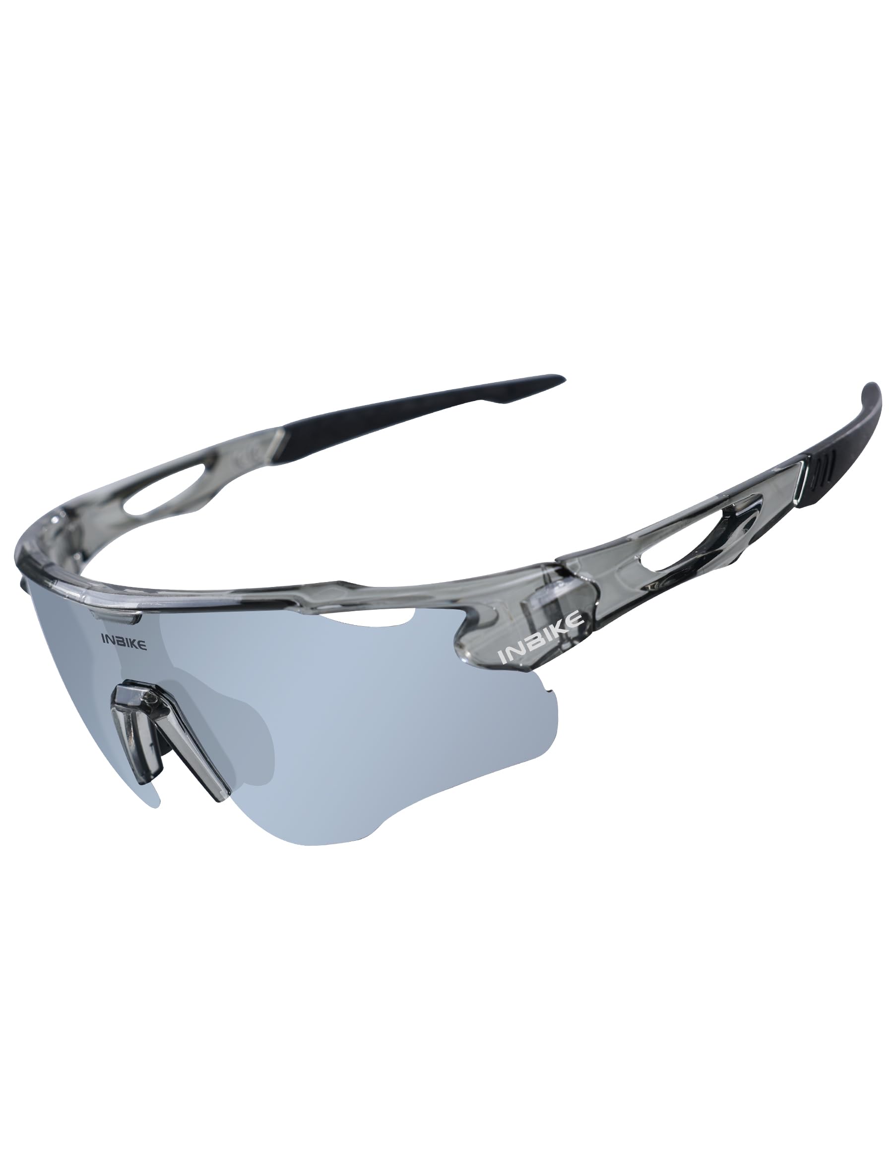 INBIKE Cycling Glasses Sports Glasses Polarised Sunglasses UV400 Men Women Protection Fast Glasses TR90 Soft Frame Grey