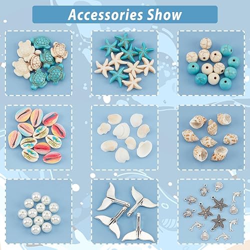 Miniatura 10 de PH PandaHall 357 cuentas de concha de estrella de mar para fabricación de joyas de océano de 0.71 oz (20 gramos) de conchas marinas, cuentas