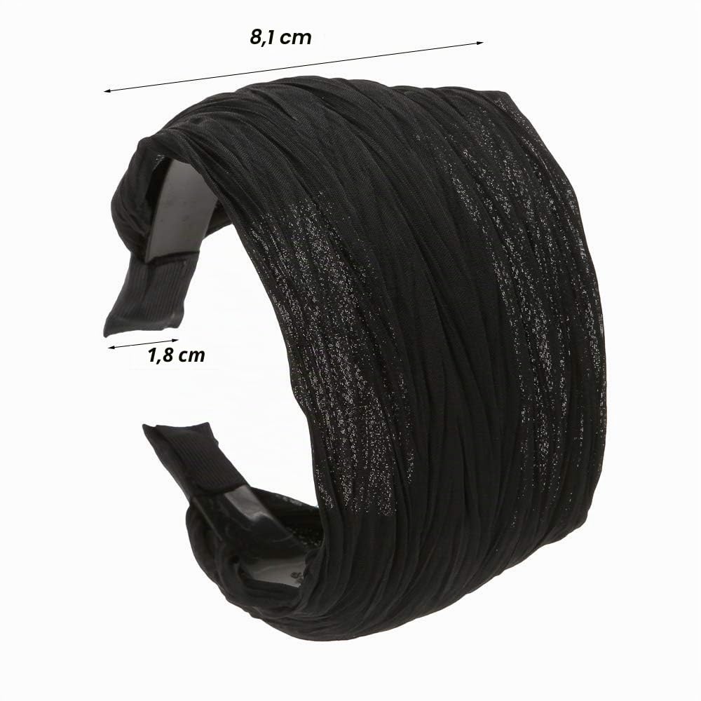 Loneedy, cerchietti per capelli larghi e rigidi, con dentini, design in tessuto a pieghe, per donne e ragazze, 3 pezzi