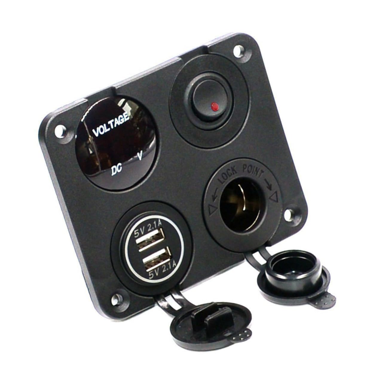 jojofuny 2 Pezzi 4 1 Pannello Di Presa Di Ricarica Usb Voltmetro 21a Caricabatterie Doppio Usb 12-24v Per Camper Camion Camper