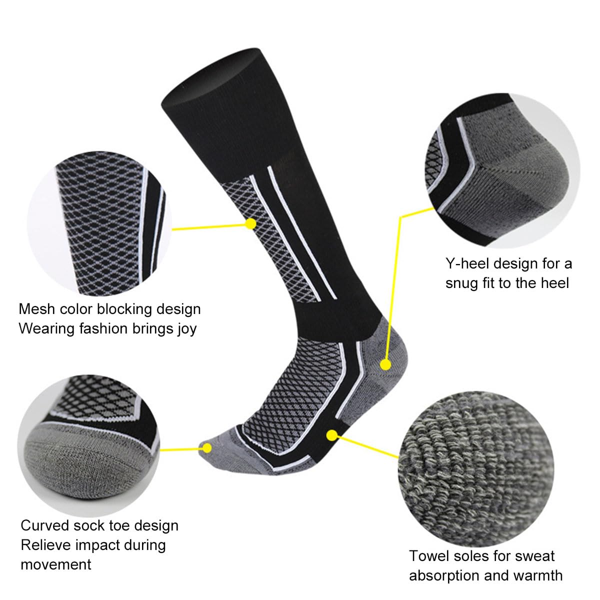 Calcetines de Esquí TérmicosCalcetines Altos De Compresión Para Snowboard Calcetines Termicos Frio Extremo Gruesos Hasta La Rodilla Para Clima Frío