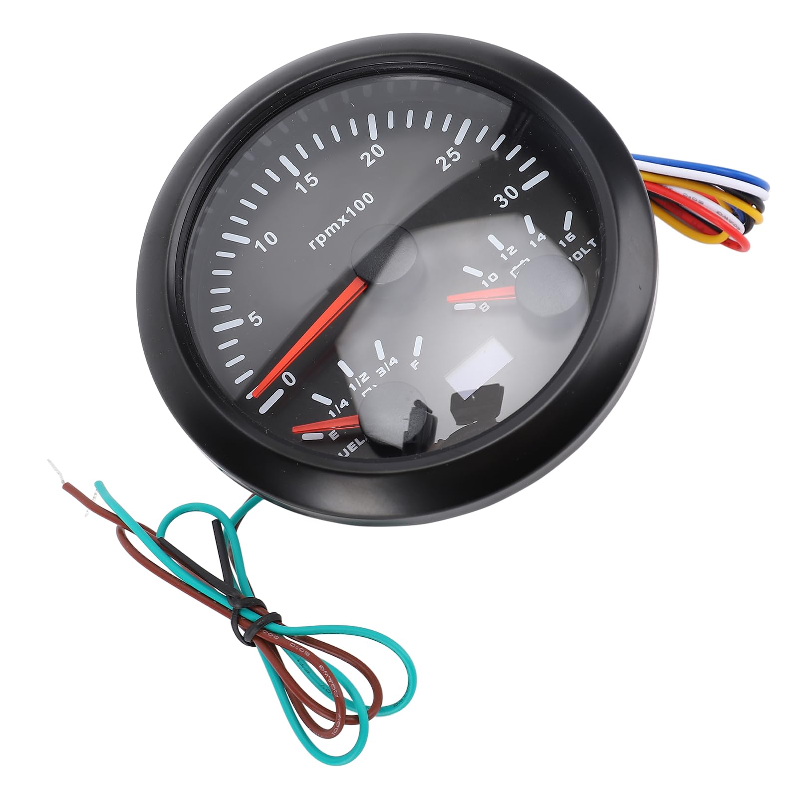 aqxreight 85 Mm Morski Tachometr 85 Mm Tachometr łodzi 3 w 1 Prędkościomierza 3000 Rpm Wskaźnik Napięcia Napięcia z 7 Kolorami Podświetlenie dla Ciężarówki RV Motocykl (aqxreightuap7gvo1th-12)