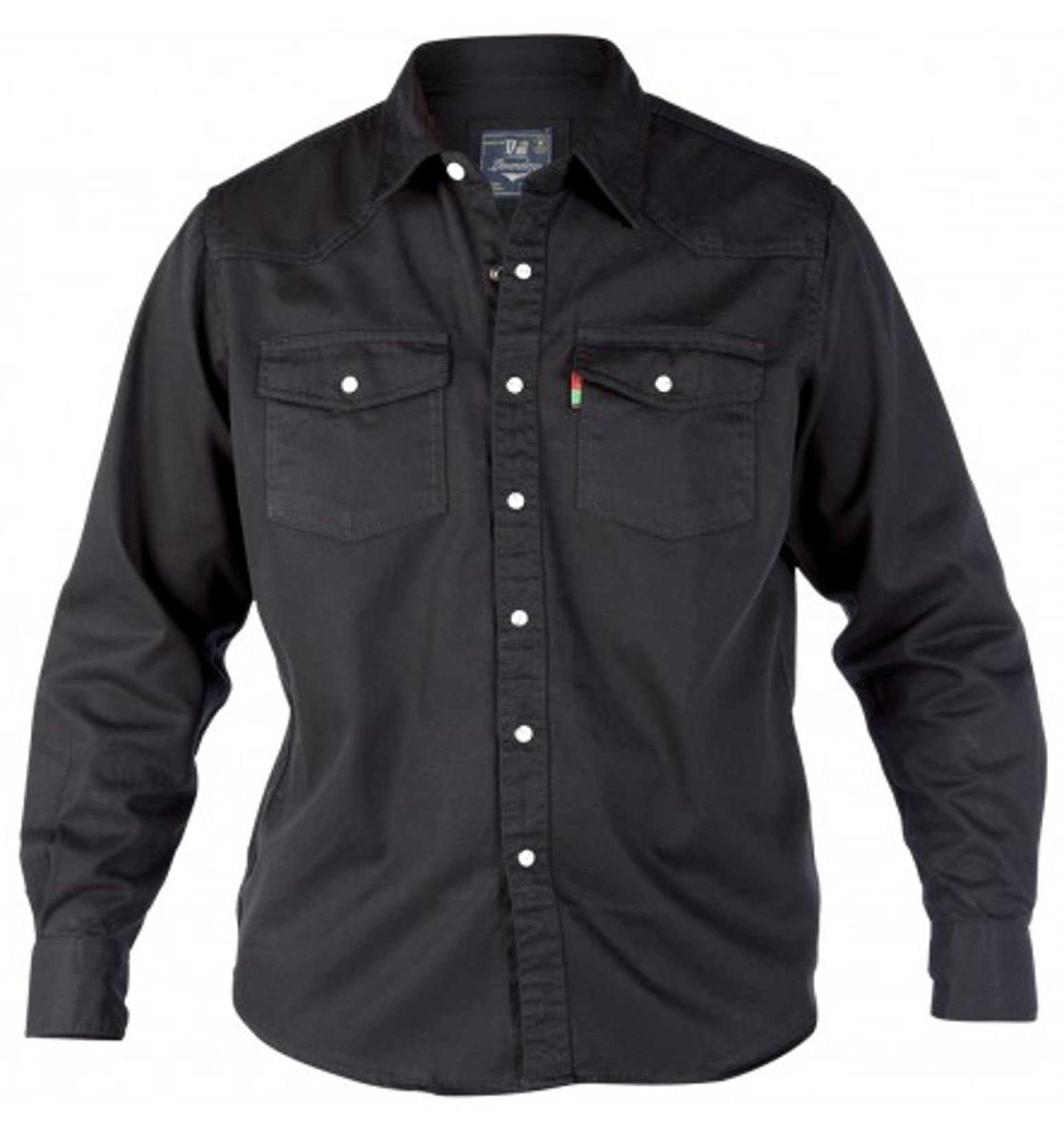 Duke London D555 Mens Kingsize Denim Shirt Chest Pockets Full Sleeves Buttons Collar Black (Western), 8XL Plus
