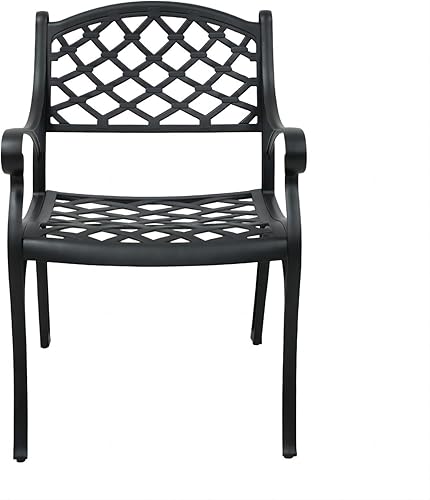 Miniatura 6 de LLS Juego de 2 sillas de patio, sillas de comedor al aire libre con herrajes de acero inoxidable y reposabrazos curvos, 2 sillas de patio con