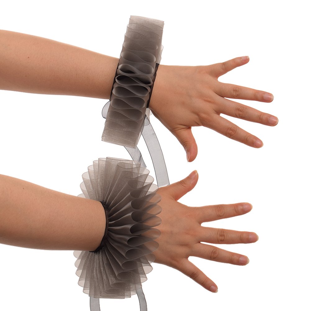 Graceart Women's N Elizabetha Wrist Ruffs Ruffled Cuff Arm Bands For Fancy Dress (N)