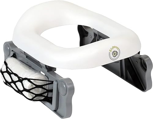 El único asiento de viaje para ir al baño con bolsillos de compartimento, 2 en 1, resistente y ligero, su asiento blanco hace que parezca un inodoro