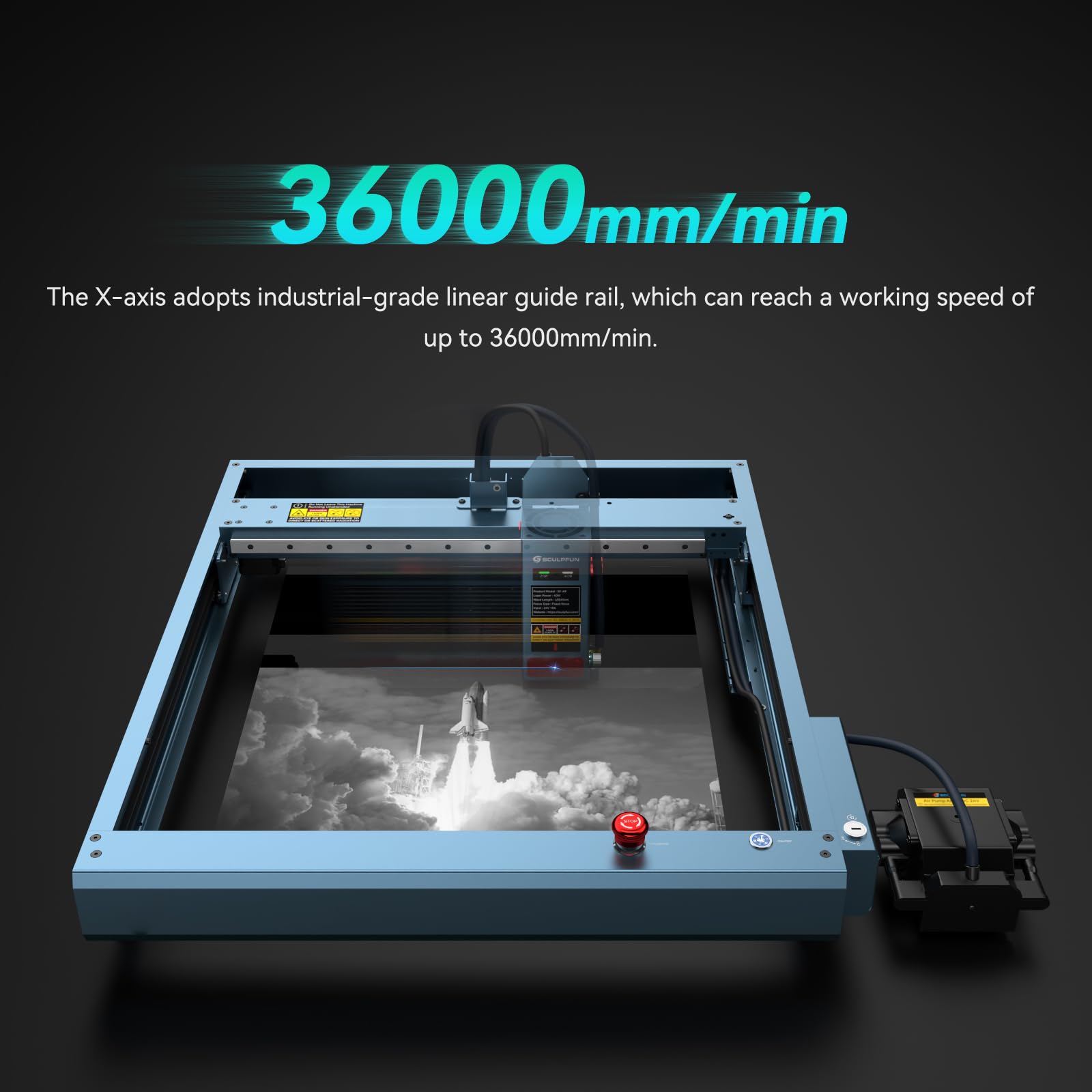 SCULPFUN SF-A9 maszyna do grawerowania laserowego 40 W, moc wyjściowa 20/40 W, grawerunek laserowy z systemem Air Asssit, 36000 mm/min, aplikacja do grawerowania offline, alarm płomienia, maszyna do