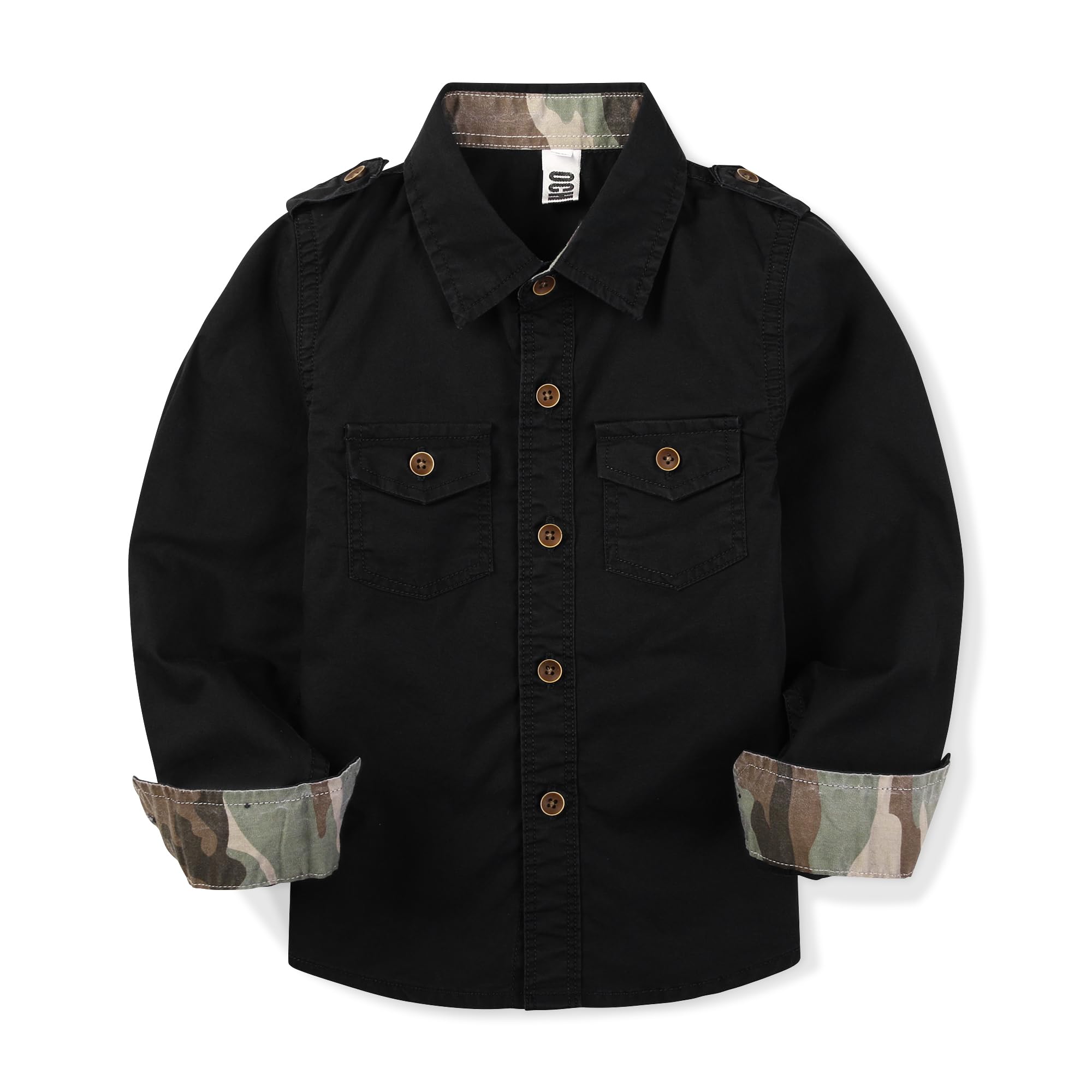Lartaread Boys Mens Button Down Shirt Long Sleeve Uniform Scout Shirts Casual Tops with Two Pockets