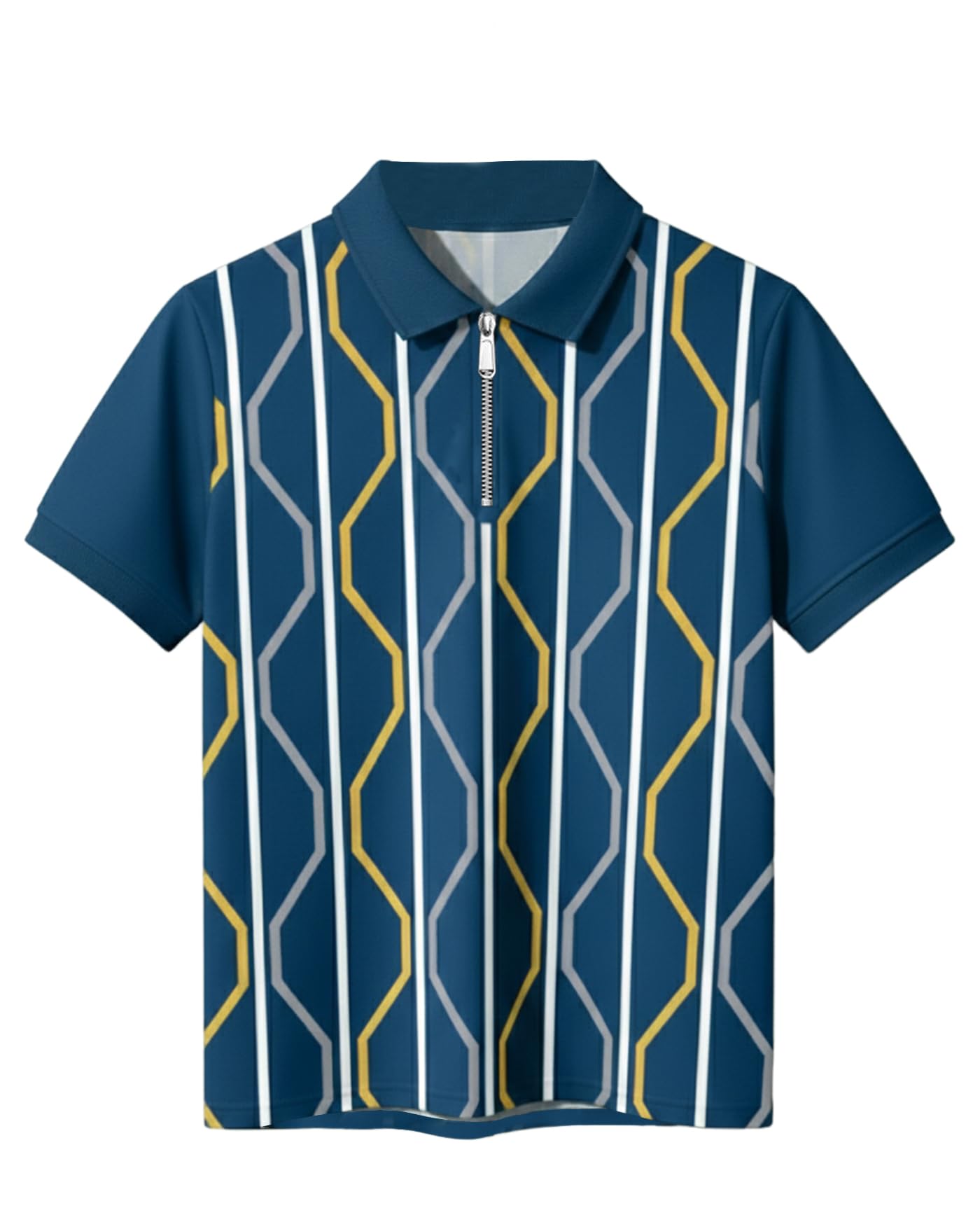 Mens Half Sleeves Polo Neck T-Shirt, Casual Summer Wear T-Shirt for Men, Formal Half Zipper T-Shirts for Boys, Stylish Everyday Tshirs for Boy-image-46