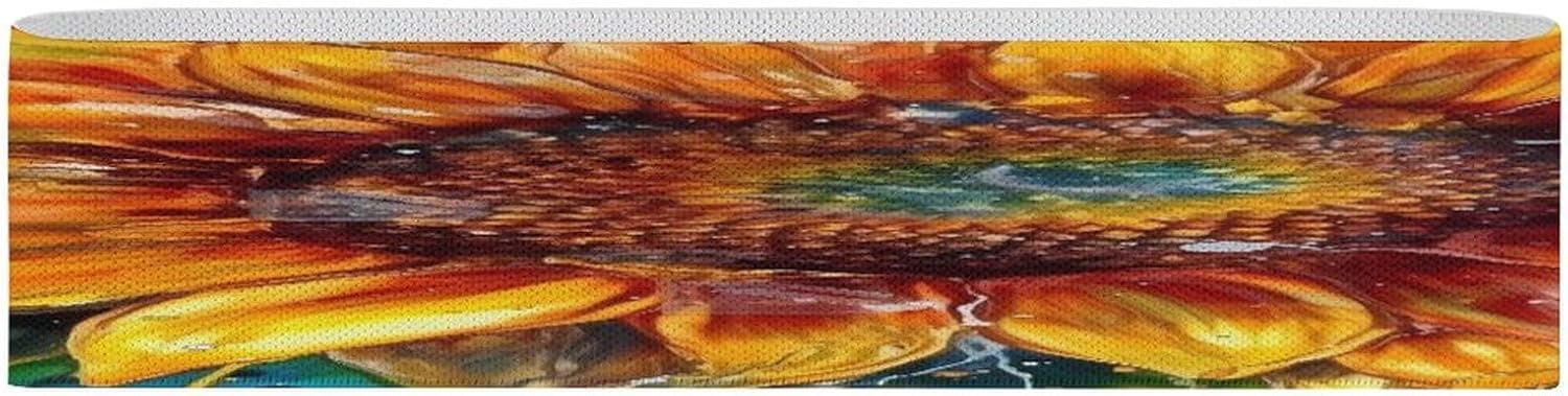 Non-Slip High Resistance Yoga Bands for Stretching, Extra Wide Exercise Bands for Women/Men, Sunflower Printed Yoga Straps, Physical Therapy Stretch Straps for Home Gym, Pilates & Rehab