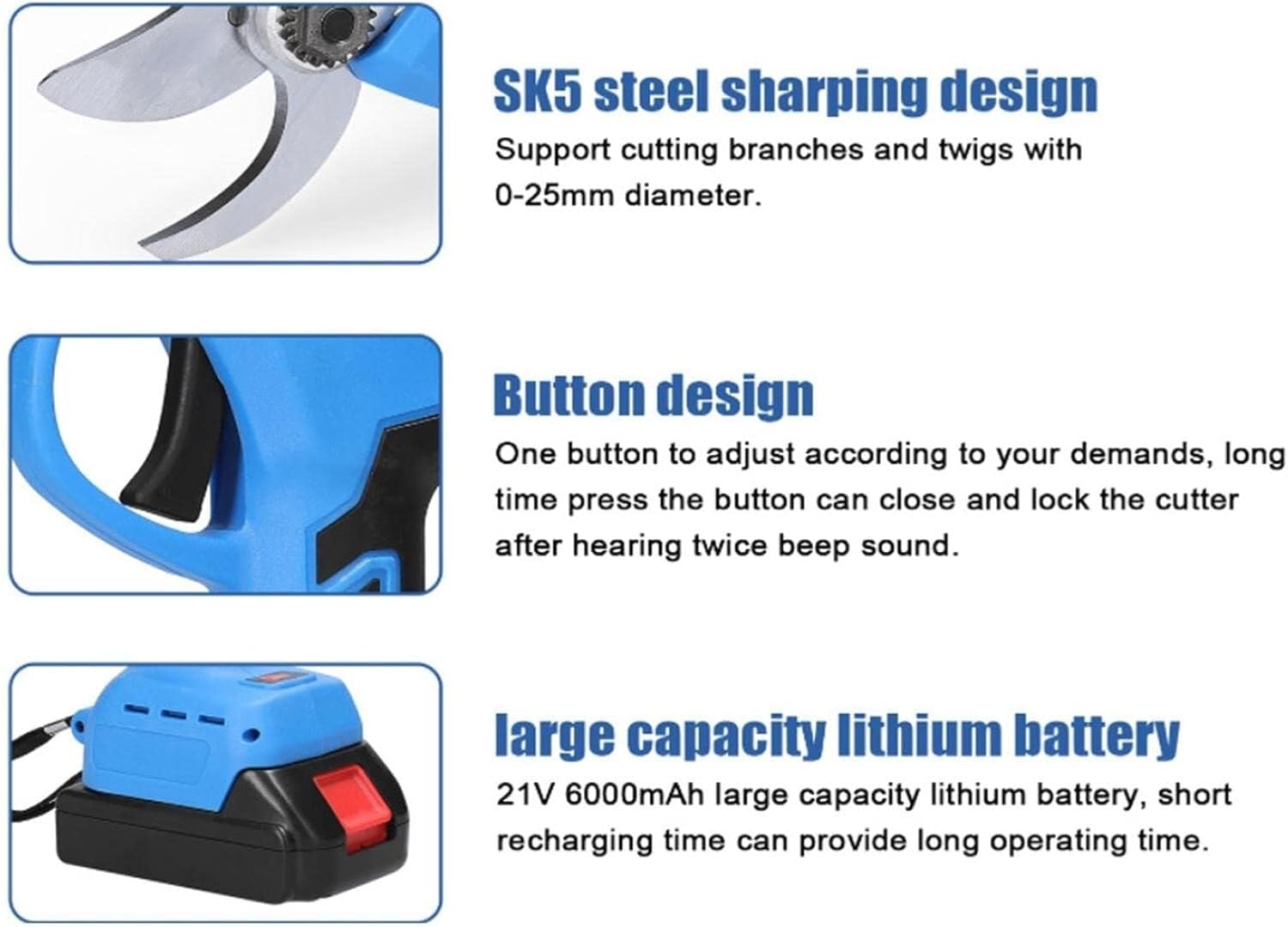 Cordless Electric Pruning Shears, 16.8V Lithium Battery-Powered Pruner with 35mm Cutting Capacity, Professional Design