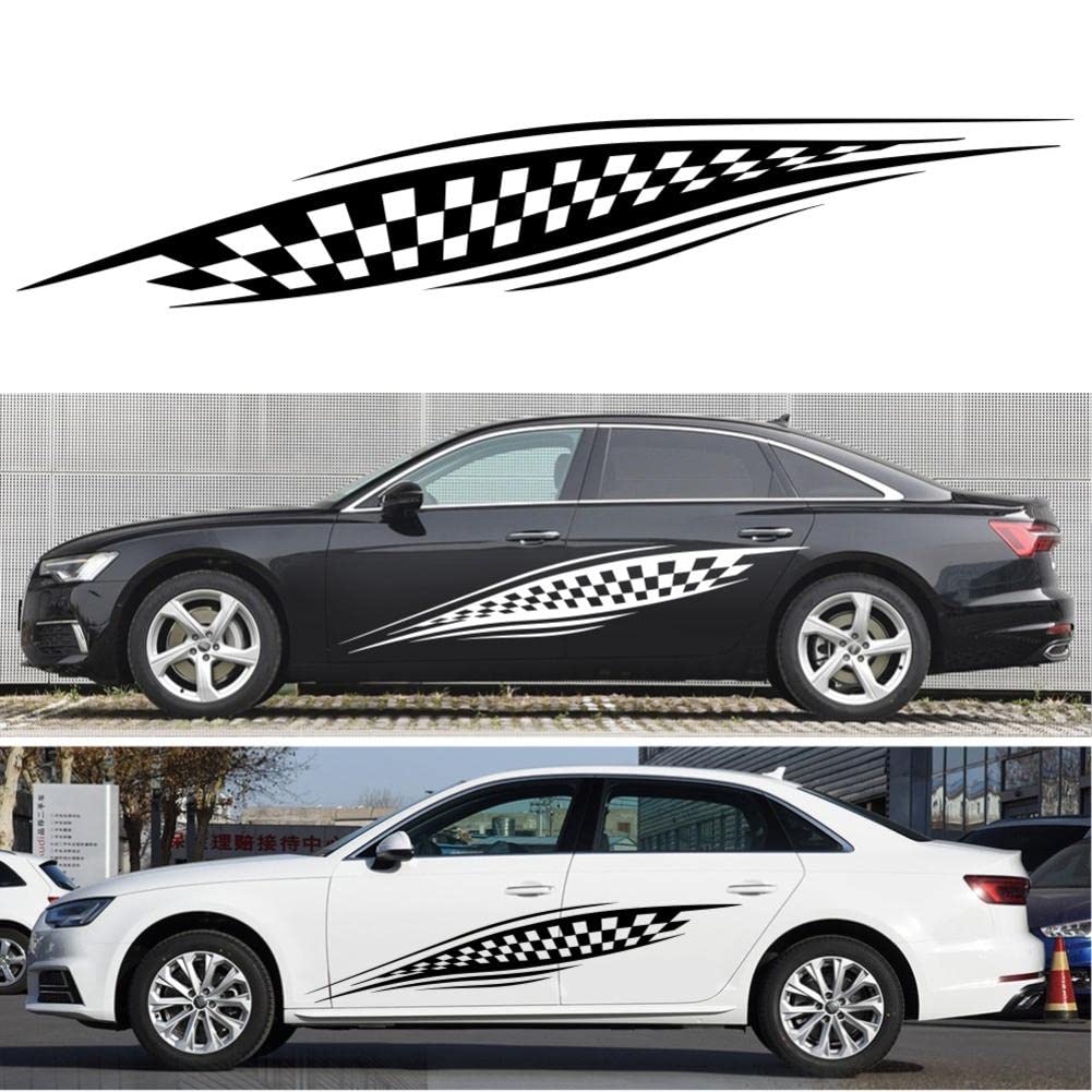 2 STÜCKE Motorsport Grid Totem Modifizierter Autoaufkleber Modische Streifenverzierung Interessante Seitenvinylaufkleber Autozubehör