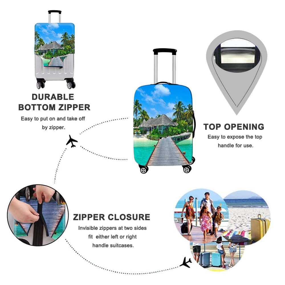 Coprivaligia Elastico, Mateju Paesaggio da Spiaggia Lavabile Copertura per Bagagli Trolley Custodia Protettiva per Adulti, Bambino, Teen, Viaggi, Business (XL,Cielo)