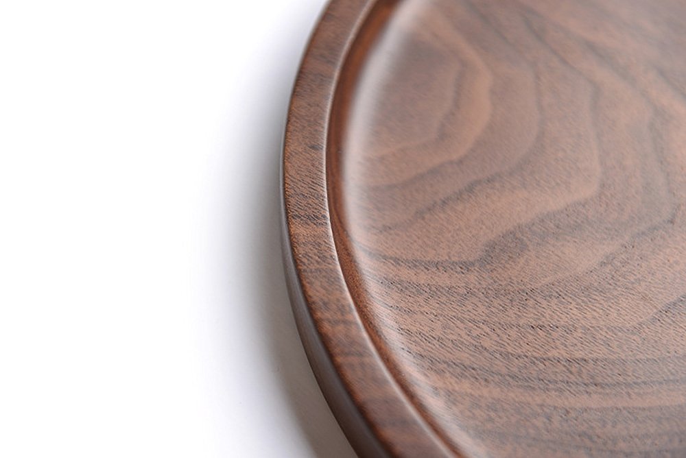 Winterworm Bandeja rústica de madera de nogal maciza, bandeja cuadrada rectangular para té, mesa de café (redonda (9 x 9 x 0.9 pulgadas)