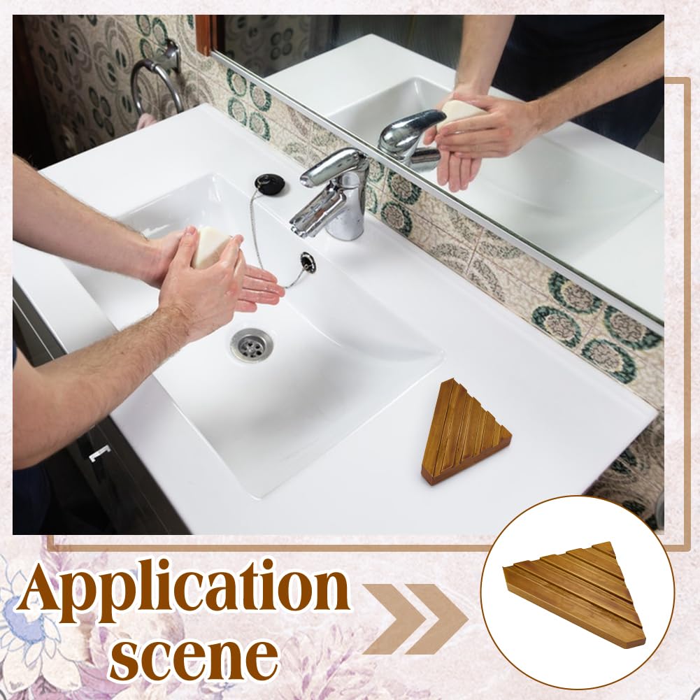 FINGERINSPIRE 2 jaboneras de esquina de madera de 11,6 x 19,75 cm para ducha, 2 cm de grosor, forma triangular, autodrenante, soporte de madera para ducha, baño, cocina, bañera