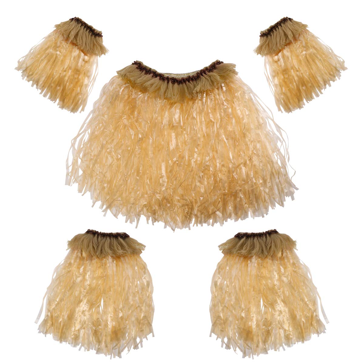 Lot De 4 Jupes En Herbe Hawaïennes - Jupes Élastiques 30cm Et 40cm Pour Fêtes Sur La Plage Et Spectacles De Danse