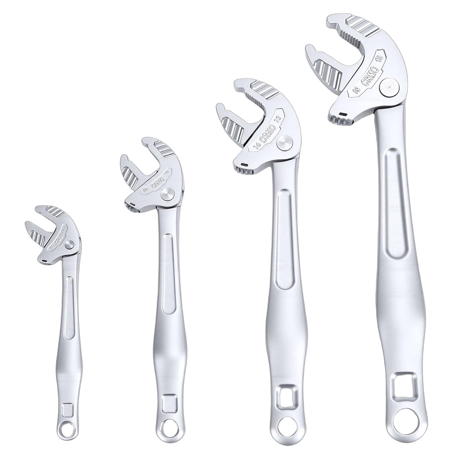 Greensen Self Adjusting Wrench, Self Tightening Ratchet Adjustable Wrench Set 4Pcs 7-19mm with Crab Shaped Ratchet for Pipe Vehicle Maintenance Workshop