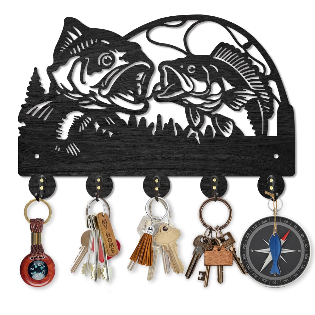 MAYJOYDIY Fish Design Wall Mounted Coat Hooks, 30x20 cm, 5 Alloy Hooks