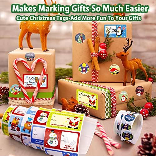 500 Pcs Christmas Sticker Gift Labels, Xmas Gift Stickers Labels to from Self Adhesive Name Gift Tags Labels, Christmas Santa Claus Stickers Xmas Presents Labels Decals Christmas Festival Decorative