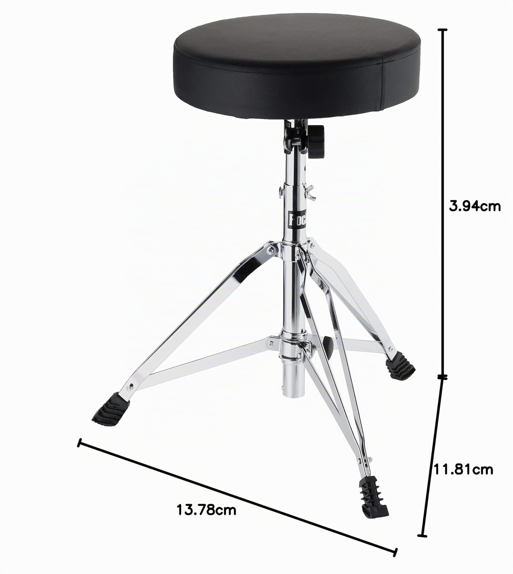 RockJam Tabouret de Batterie Réglable Pivotant Rembourré, Noir | Siège de batteur réglable 45-55 cm, assise pivotante rembourrée 28 cm, pliant, pour batteries acoustiques et électroniques