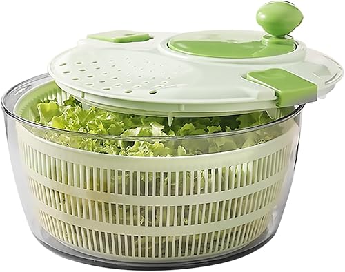 MiKoo Molinillo de ensalada, secador de lechuga y verduras, hilado eficiente para verduras frescas y crujientes, fácil de limpiar, gran capacidad de