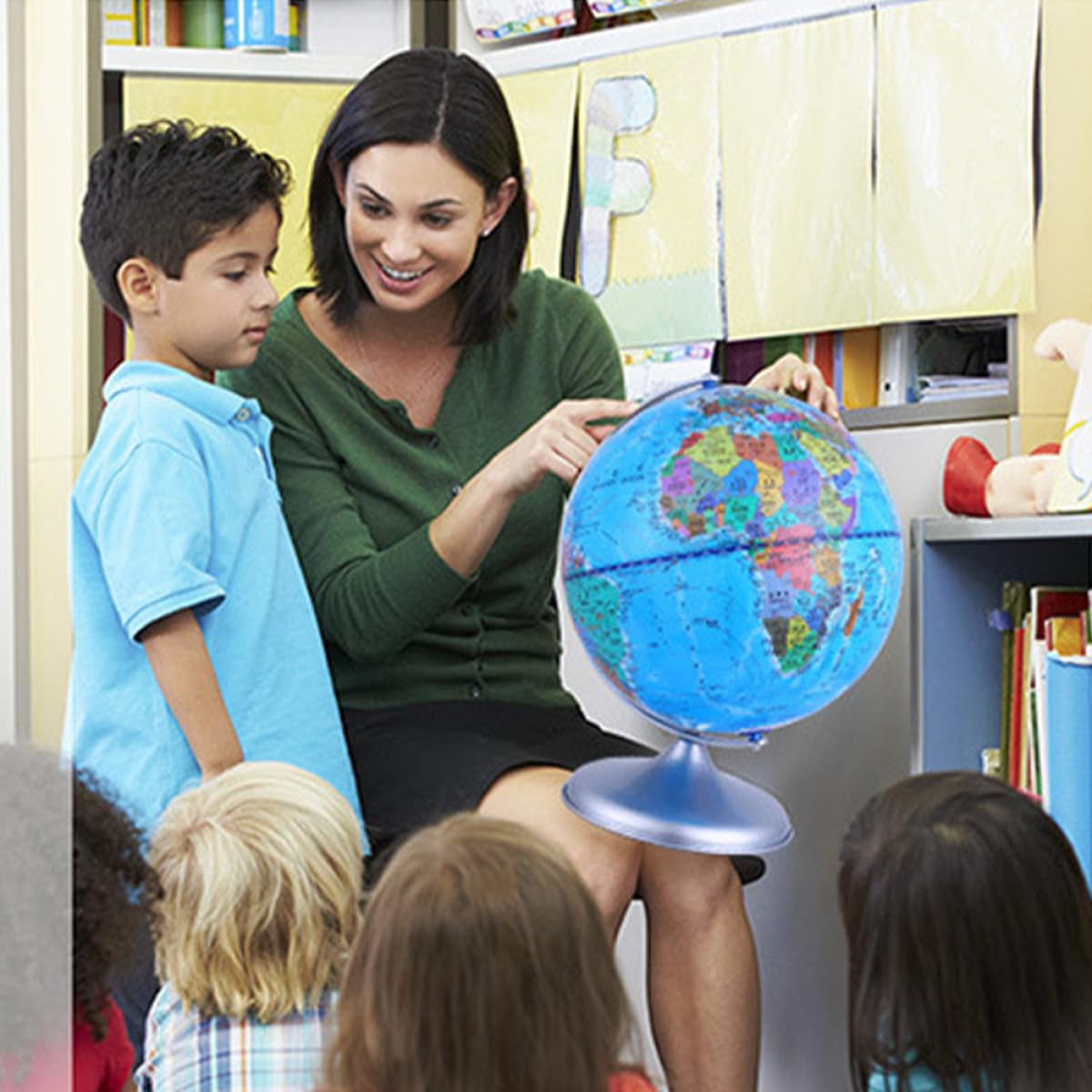 YARNOW Globo Didattico Rotante in Plastica Base Staccabile, Decorazione per Aula Scolastica e Scrivania Scuola, Strumento Educativo per Studenti