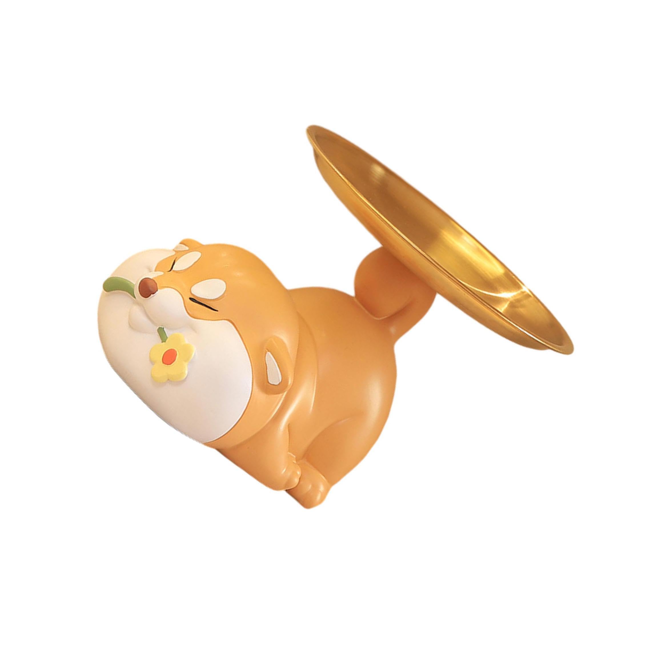 TWISAXC Shiba Inu Desktop Ornament Dog Sculpture Candy Dish For Office Living Room Decor Lovely Modern Art Craft Desktop Figurine Is Piece To Existing Decor
