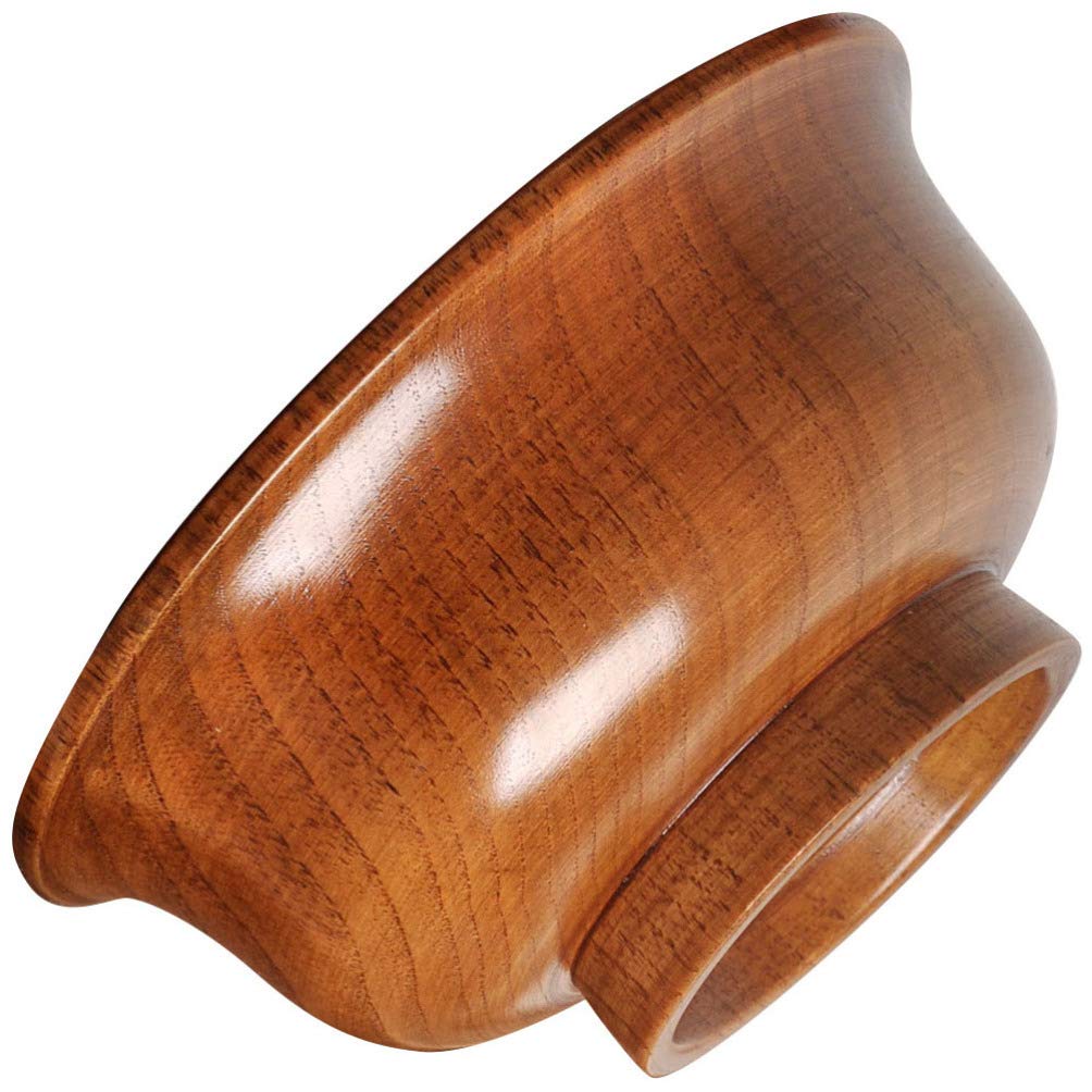 Hemoton Rice Bowl Food Container Round Shaped Wooden Bowl Safe for Hot Gatherings