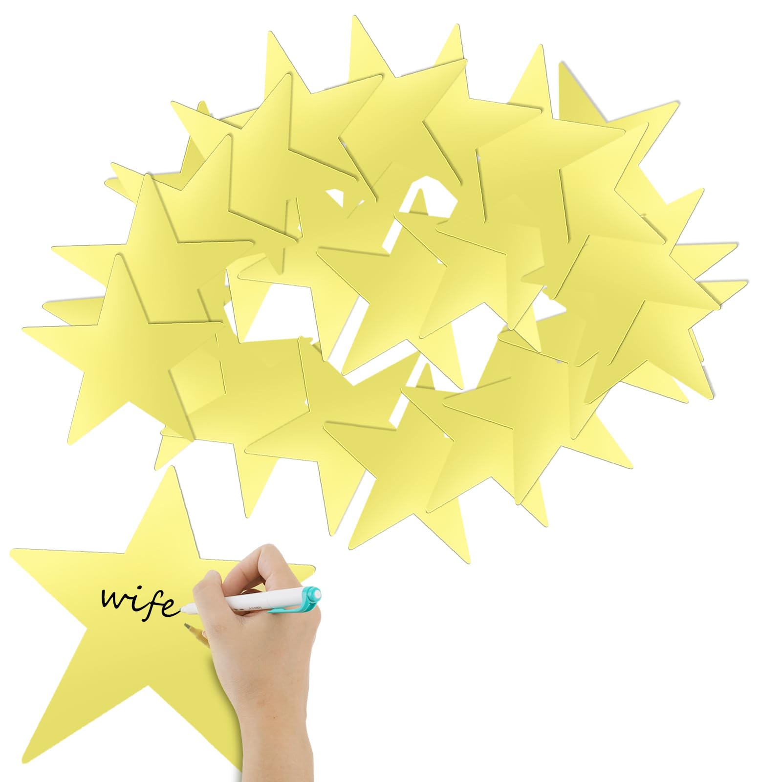 Gold Star Cutouts 24pcs Double Printed Glitter Paper Stars Confetti Cut Outs Decorations for Bulletin Board Wedding Party Supplies (Gold) (11in)