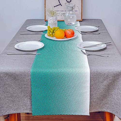 Atuitaisyou テーブルランナー テーブルクロス 食卓飾り おしゃれ 北欧風 家庭用 滑り止め リネン風 パーティー イベント 長方形 茶室 テーブルセンター グラデーション ブルー 幅33cm×丈229cm