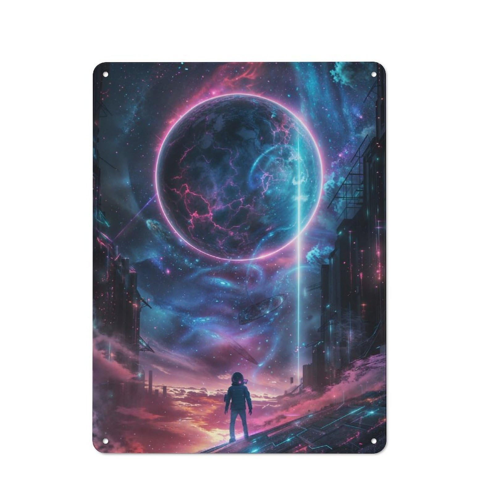 Nostalgic Cosmic Beam Decorative Tin Sign 40x30cm, Vintage Wall Decor for Lounge, Study, Pub Or Wall Gallery