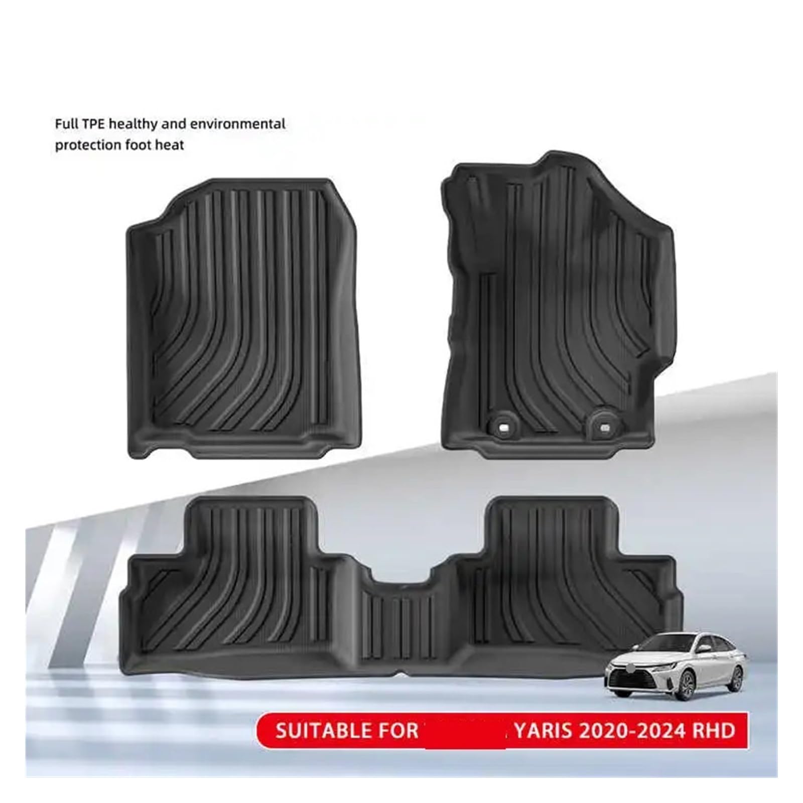 Custom TPE 3D Car Floor Mat Compatible with Toyota Yaris 4th 2019-2025 RHD LHD Fuel Waterproof Non-Slip Car — view 3