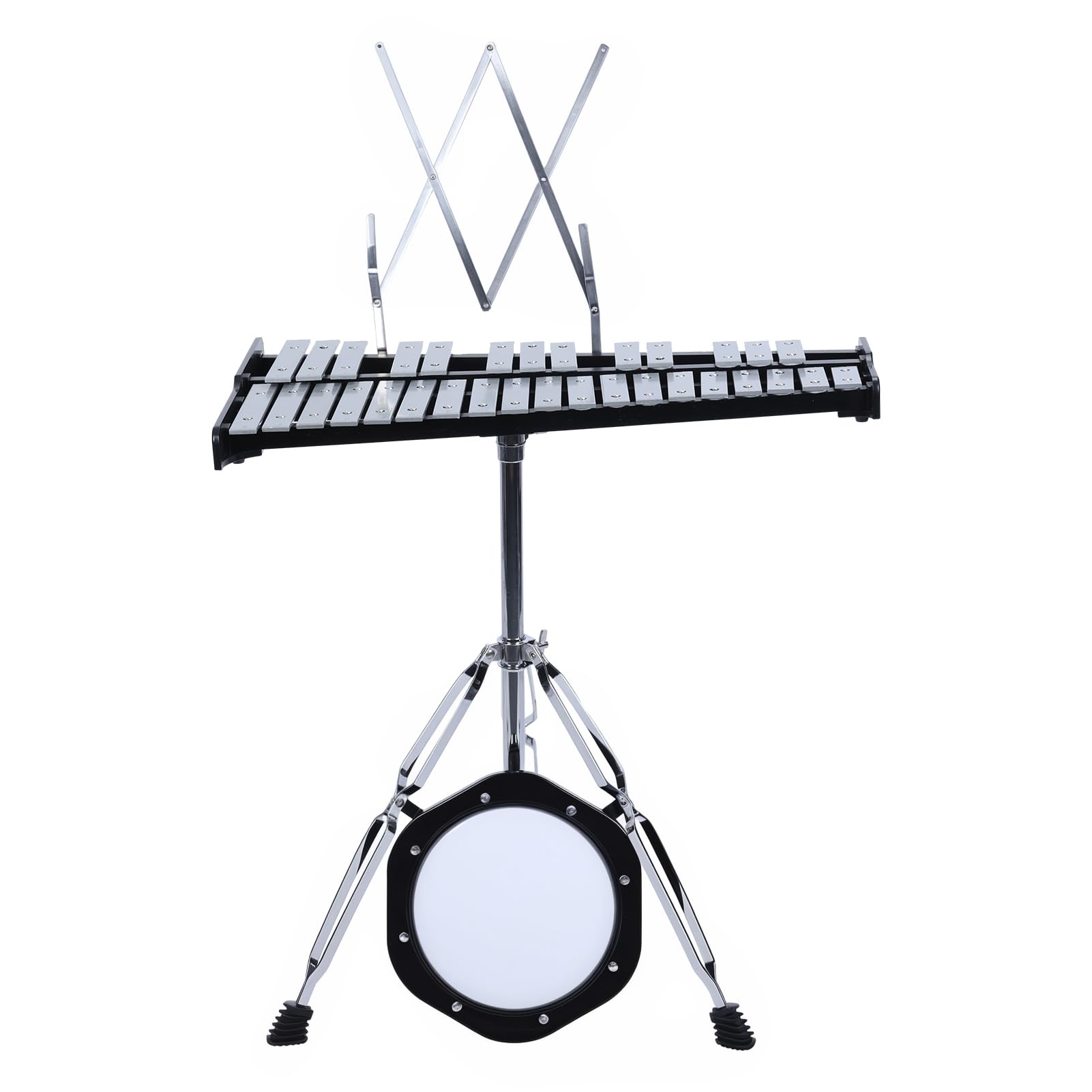 Kit per glockenspiel a 32 note, strumenti a percussione xilofono con piastra in alluminio con supporto regolabile in altezza, mazze da allenamento e bacchette in legno, borsa per il trasporto
