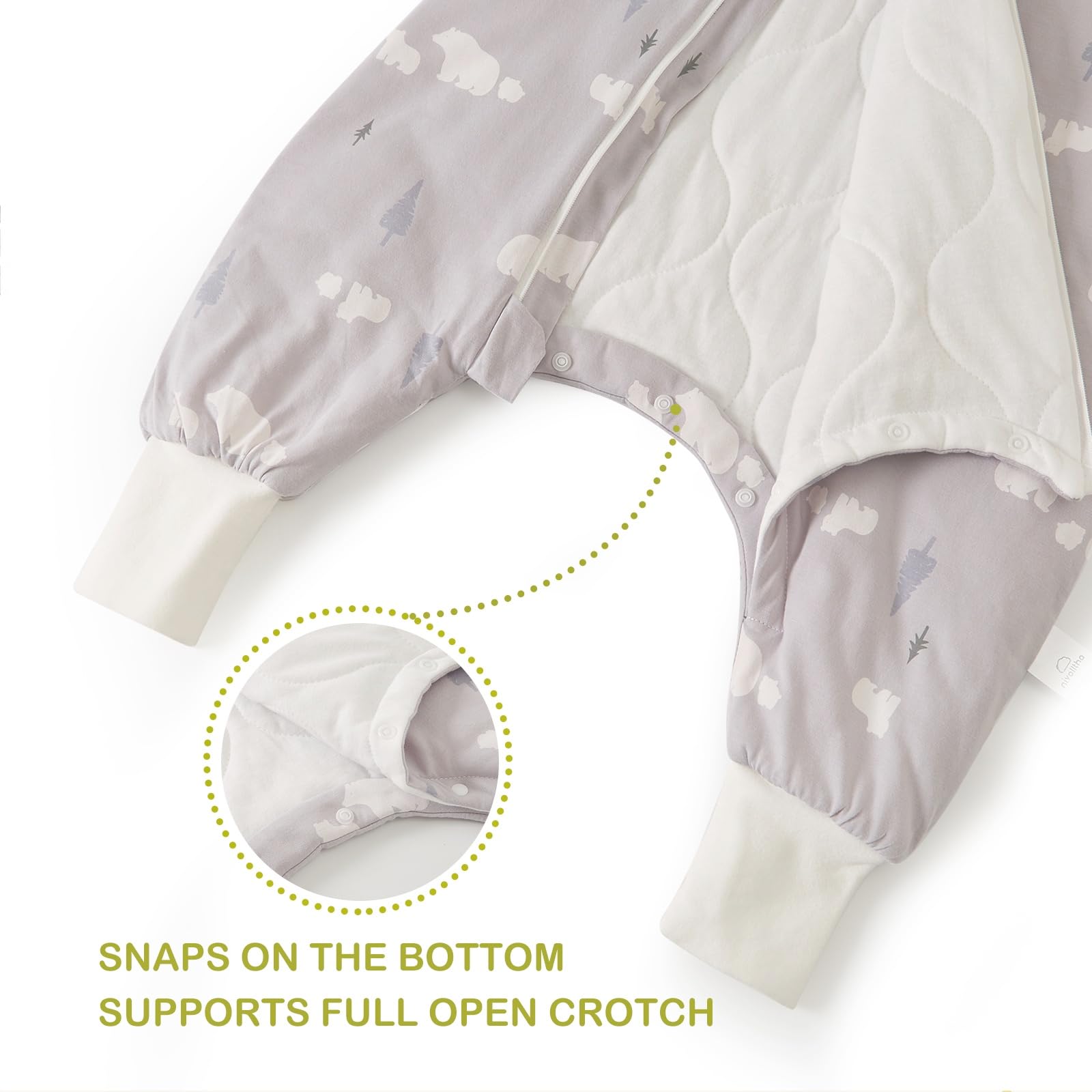 Nivolltha 100% Cotton Soft Winter Baby Sleeping Bag with Feet 2.5 TOG, Comfy Warm Toddler Sleep Sack with Feet, Bear, Size M - Image 4